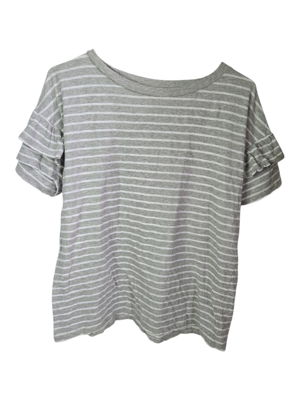 Crown & Ivy Gray Striped Short Sleeve Top